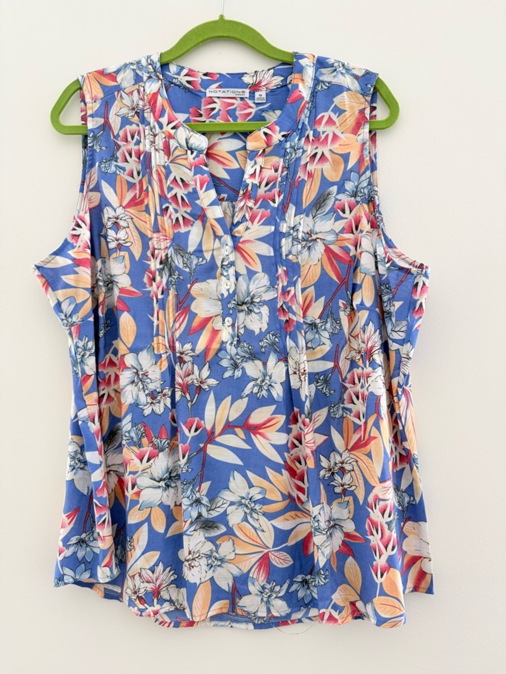 Notations Blue Floral Cold-Shoulder Camisole